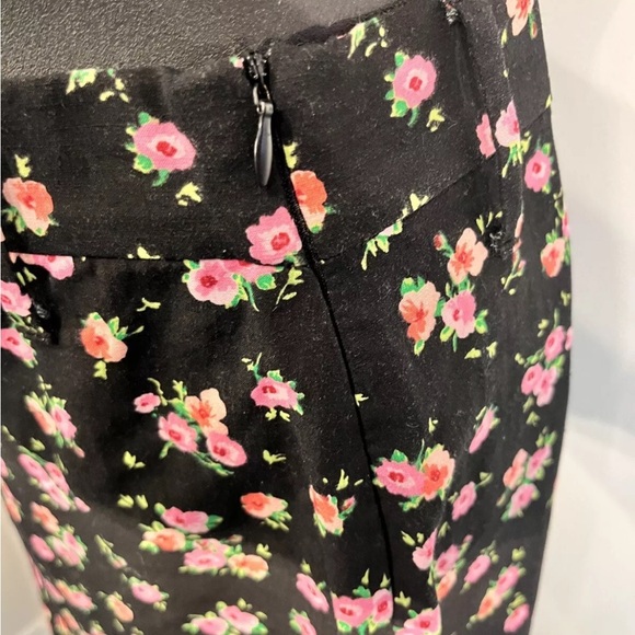 Zara Floral maxi skirt Matching Belt High Waisted Long Skirt Black Pink Size XS - Picture 7 of 9